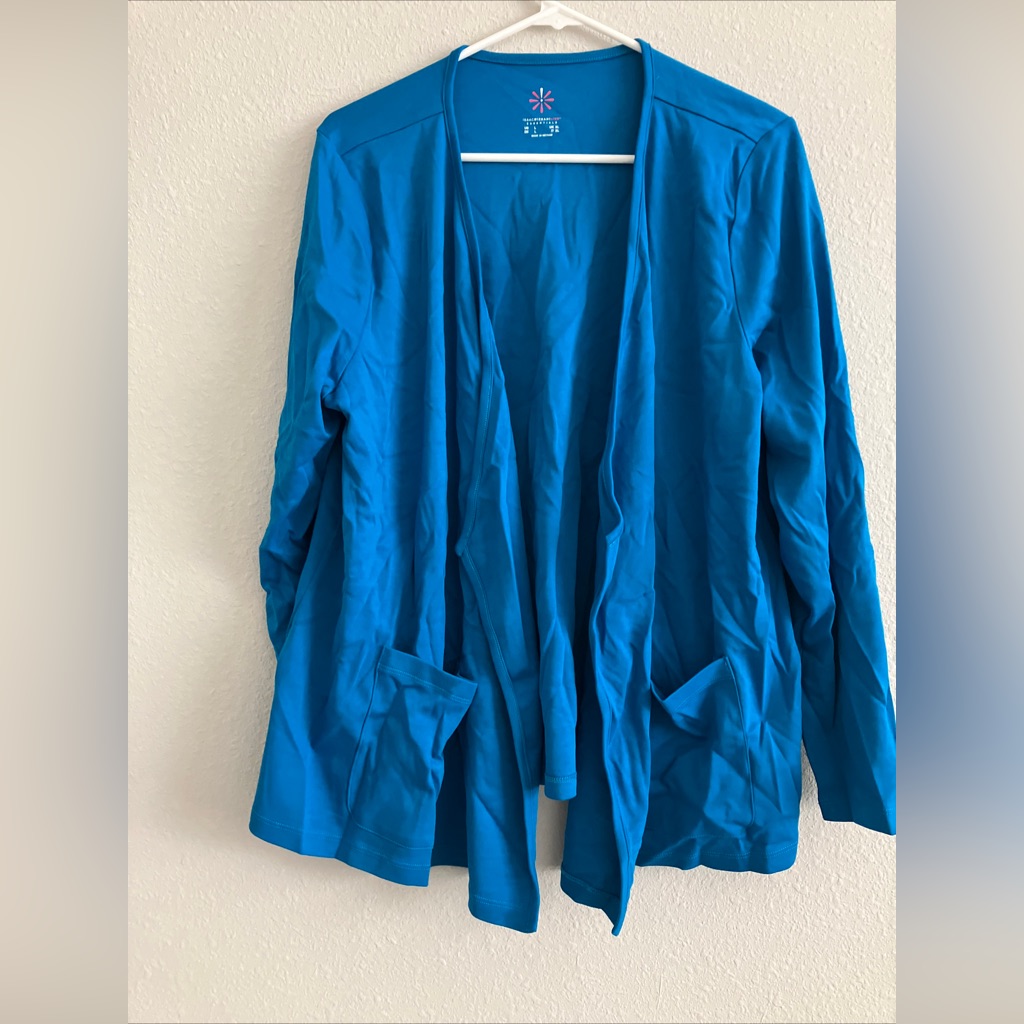 Isaac Mizrahi Live! Essentials Pima Cotton Cardigan - Blue (Sz L) A572635